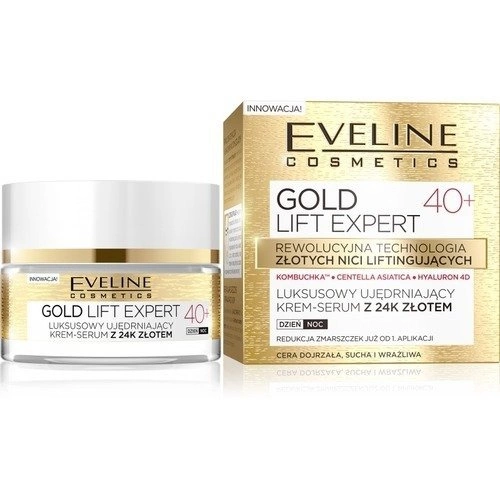 EVELINE Gold Lift Expert 40+ Luksusowy Ujędrniający Krem-serum Z 24k Złotem Dla Cery Dojrzałej Dzień/noc 50ml